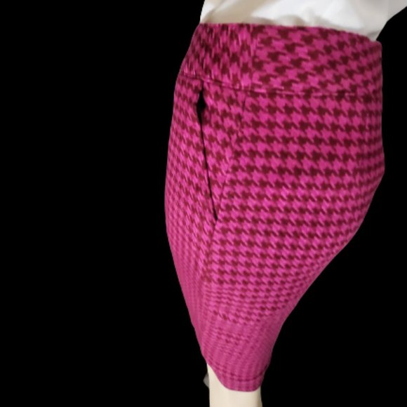 Vintage Magenta Houndstooth Merona Pencil Skirt Size 4 - Picture 11 of 15
